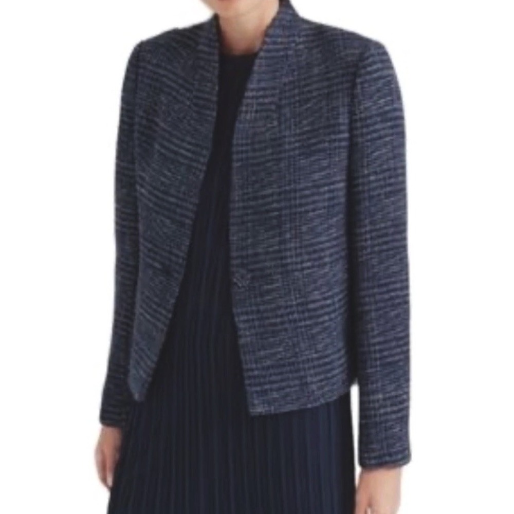 Club Monaco Textured Short Jacket Navy Wool Single Breasted $249‎ Women's 10 NWT